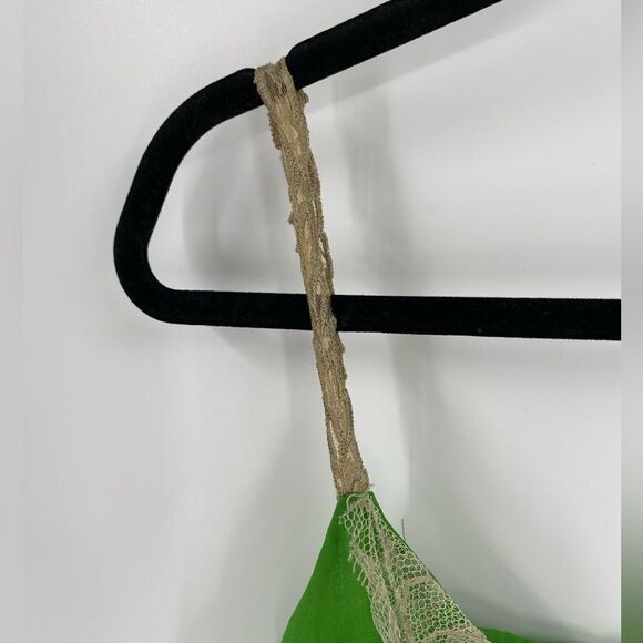 Twin Set Simona Barbieri Green Spaghetti Strap Cami Pleats Beige Lace Top size M - Picture 3 of 4